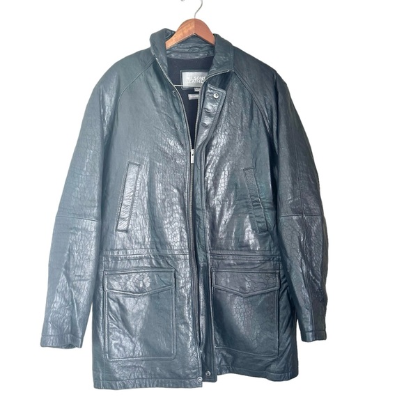 Wilson’s Leather MENS Full Zip Longline Utility Moto Jacket Black Size Large